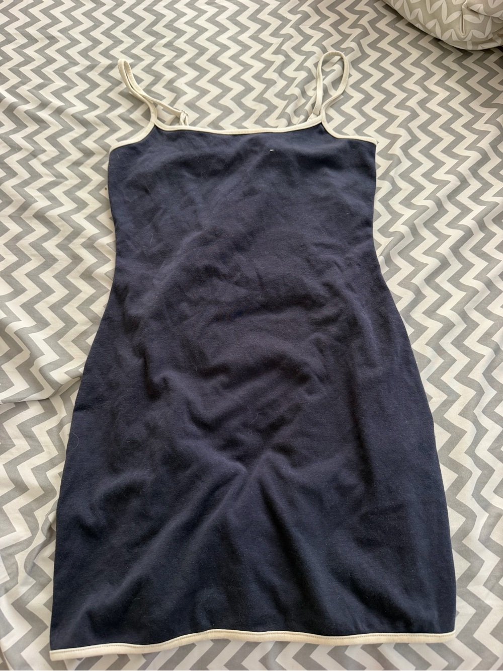 Edikted Navy Blue Mini Slip Dress with White Trim